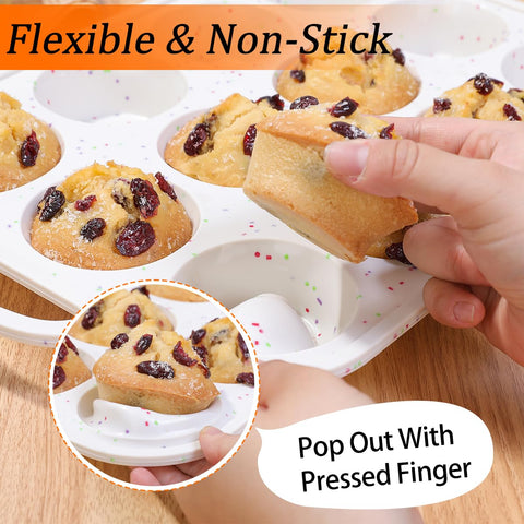 CAKETIME silicone muffin pan shows wide heat range from -104 to 446 F.