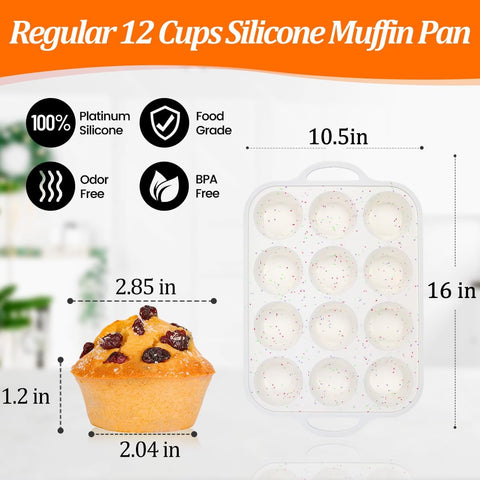 CAKETIME silicone muffin pan showing nonstick release for easy muffin pops.