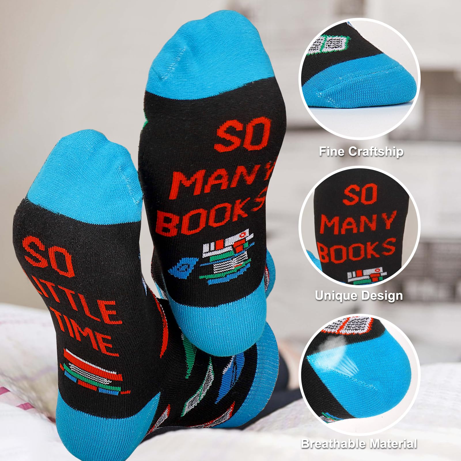 CAKKA Book Lovers Socks with the slogan for comfy reading sessions