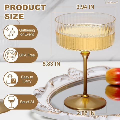 CALBODE ribbed coupe glasses with gold rim add vintage charm to cocktails