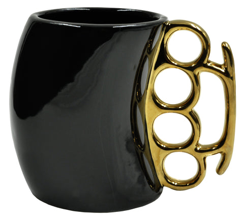 Caliber Gourmet Brass Knuckles Cup ceramic mug with bold handle for hot beverages