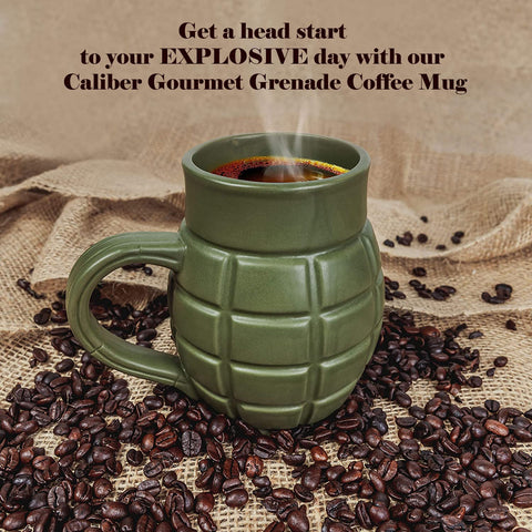 Caliber Gourmet Green Grenade Mug 13.5 oz capacity for generous servings.