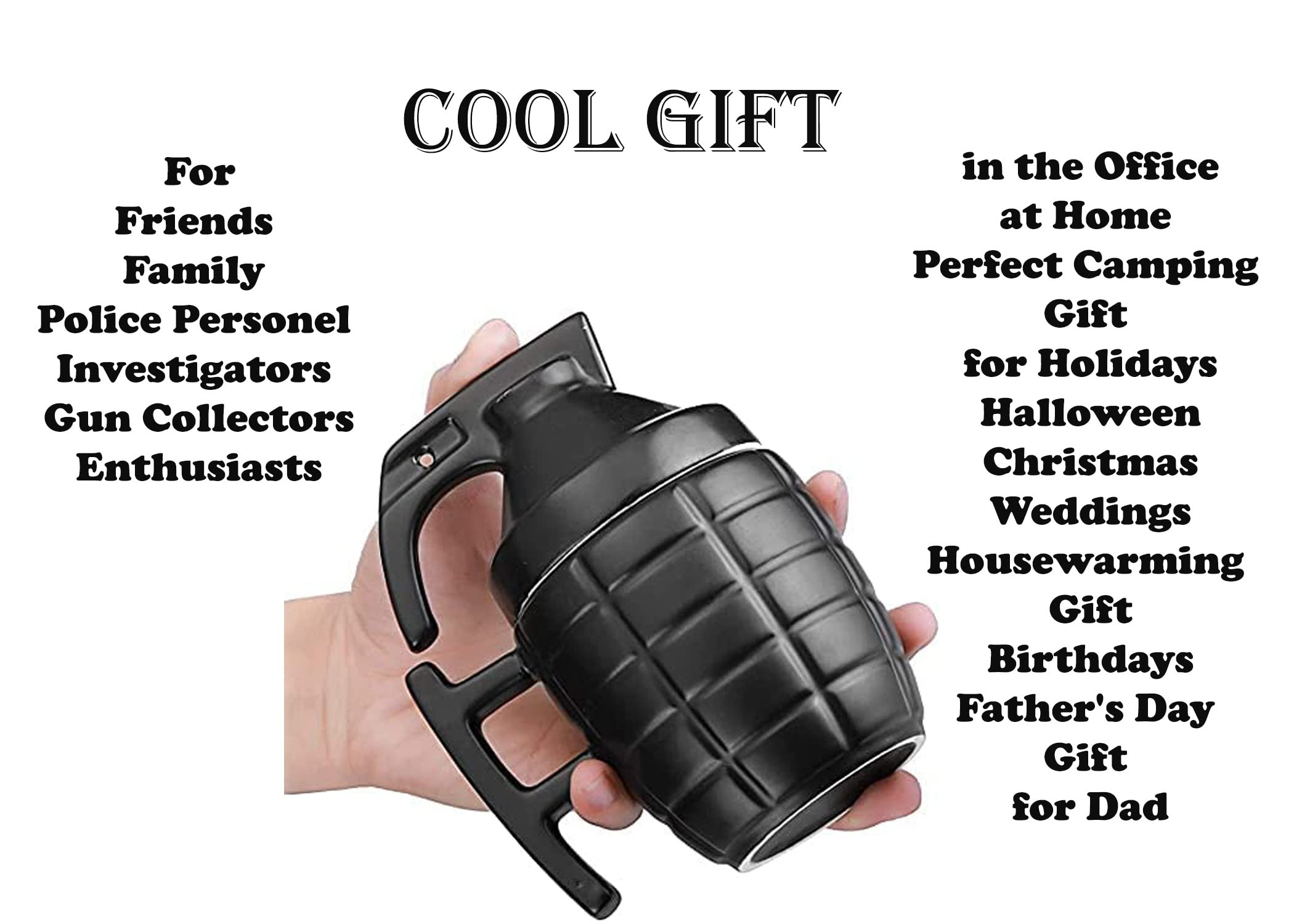 Caliber Gourmet grenade mug steaming coffee ready for your morning routine.