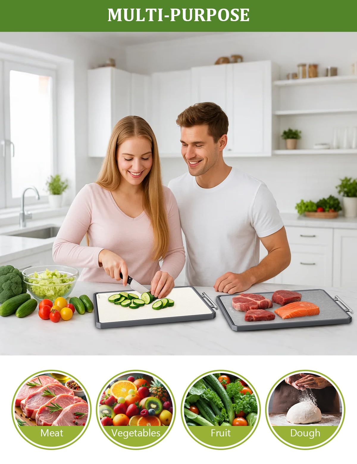 Callsky board with anti-slip silicone edges stabilizing during chopping