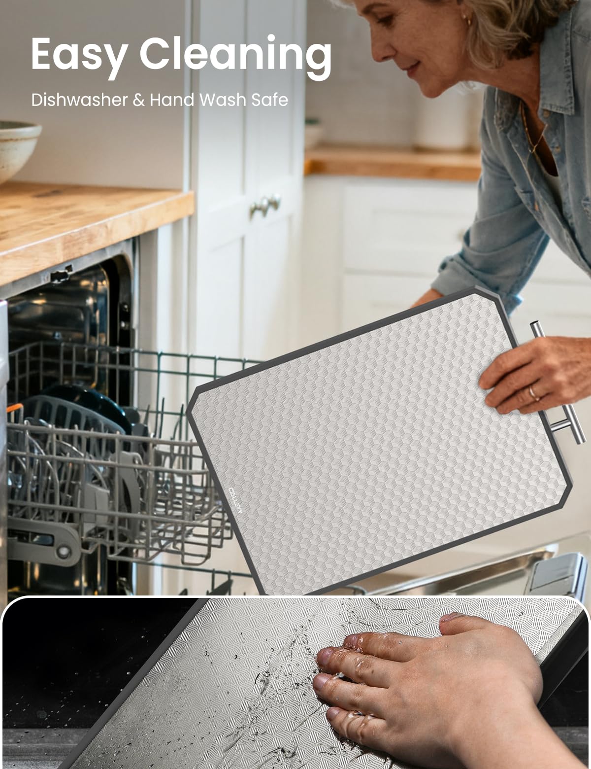 Callsky non-slip edges and hanging handle for stability and storage.