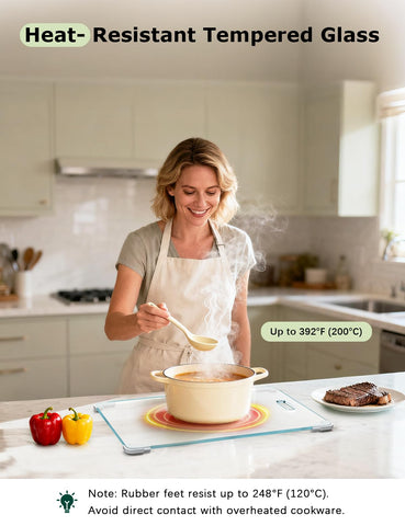 Callsky glass cutting board with BPA-free, food-safe material