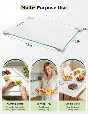 Callsky glass cutting board surface close-up shows non-porous easy-clean surface
