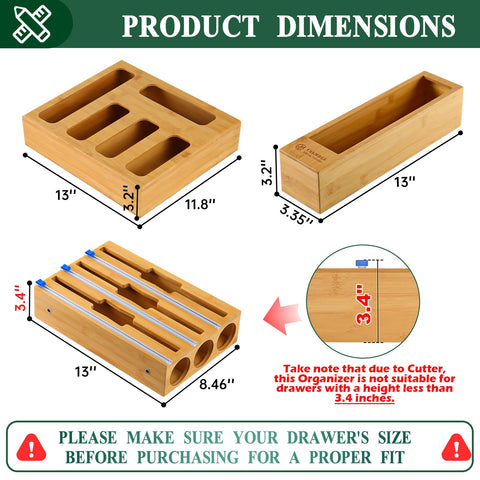 Calmbee bamboo drawer organizer keeps kitchen drawers tidy.