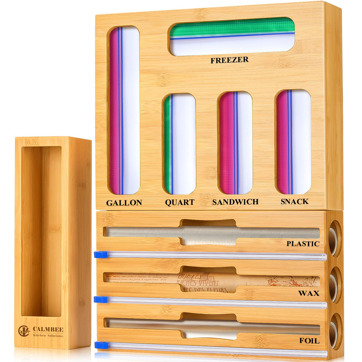 Calmbee foil wrap dispenser cutter keeps wraps tidy and ready.
