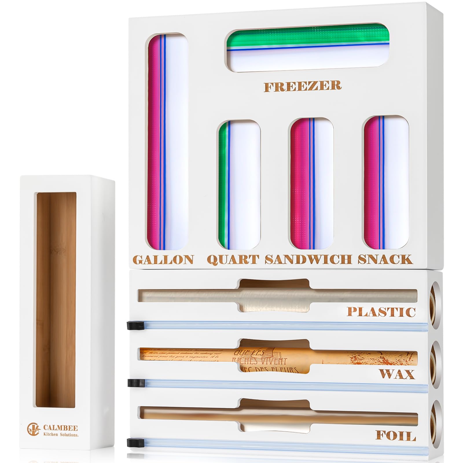 Calmbee foil wrap dispenser with cutter showing quick wrap access