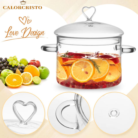 CALORCRISTO transparent glass body lets you watch sauce simmer without lifting