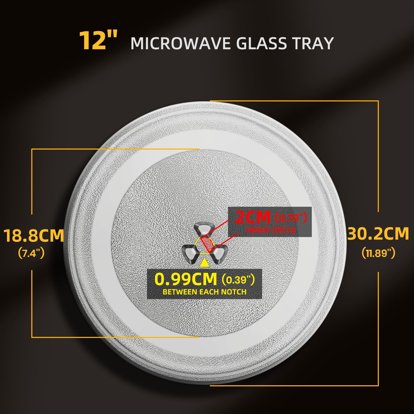 CALPALMY glass turntable with center notches for smooth rotation