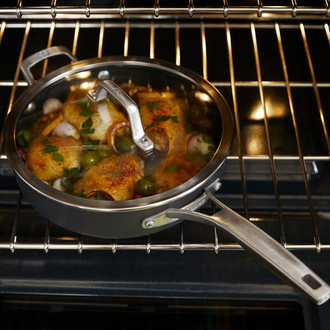 Calphalon Premier 11-piece set shown on kitchen counter for everyday meals.
