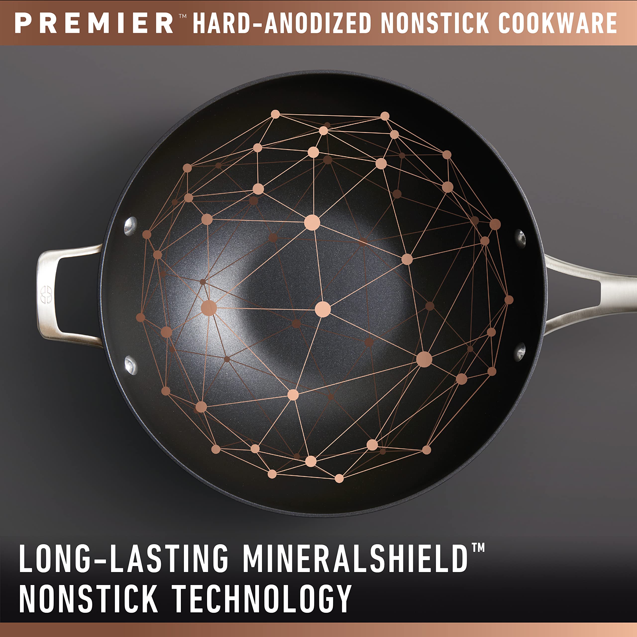 Calphalon Premier pan interior highlights easy food release during cooking