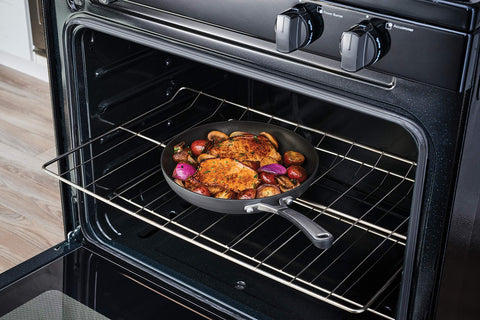 Calphalon stay-cool silicone handles provide safer, comfortable grip on the stovetop.