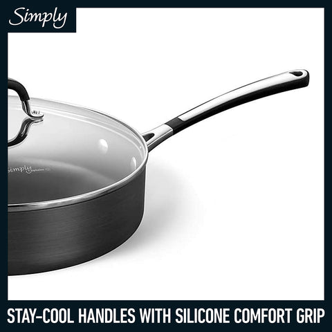 Calphalon 6qt stockpot with lid, excellent for soups and noodles.