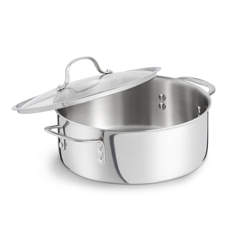Calphalon Tri-Ply 5-Quart Dutch Oven handle close-up showing cool-touch grip