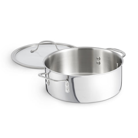 Calphalon Tri-Ply 5-Quart Dutch Oven lid with tempered glass for monitoring