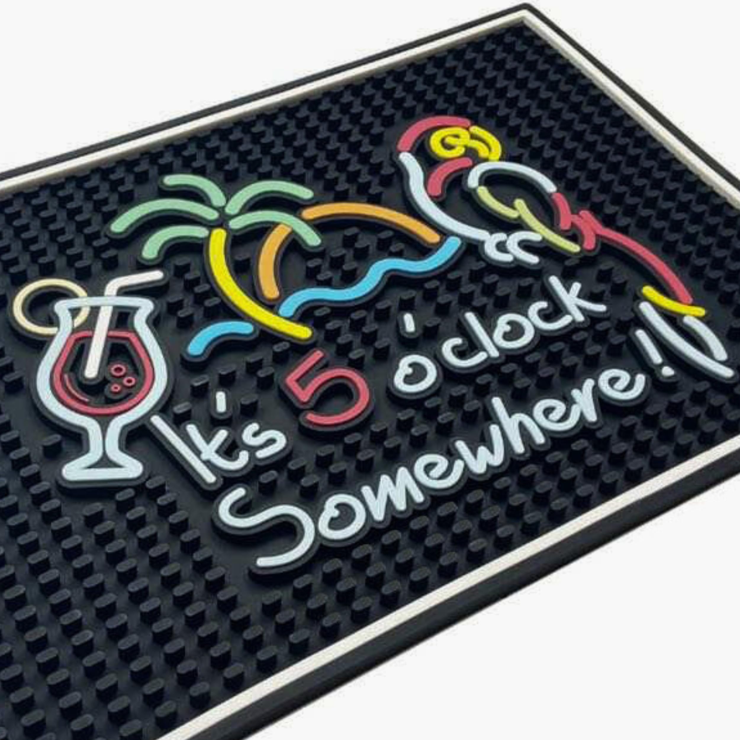 CALUVAR it's five o'clock somewhere bar mat design elevates home bars while protecting counters
