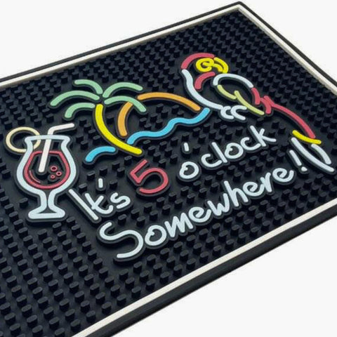 CALUVAR it's five o'clock somewhere bar mat design elevates home bars while protecting counters