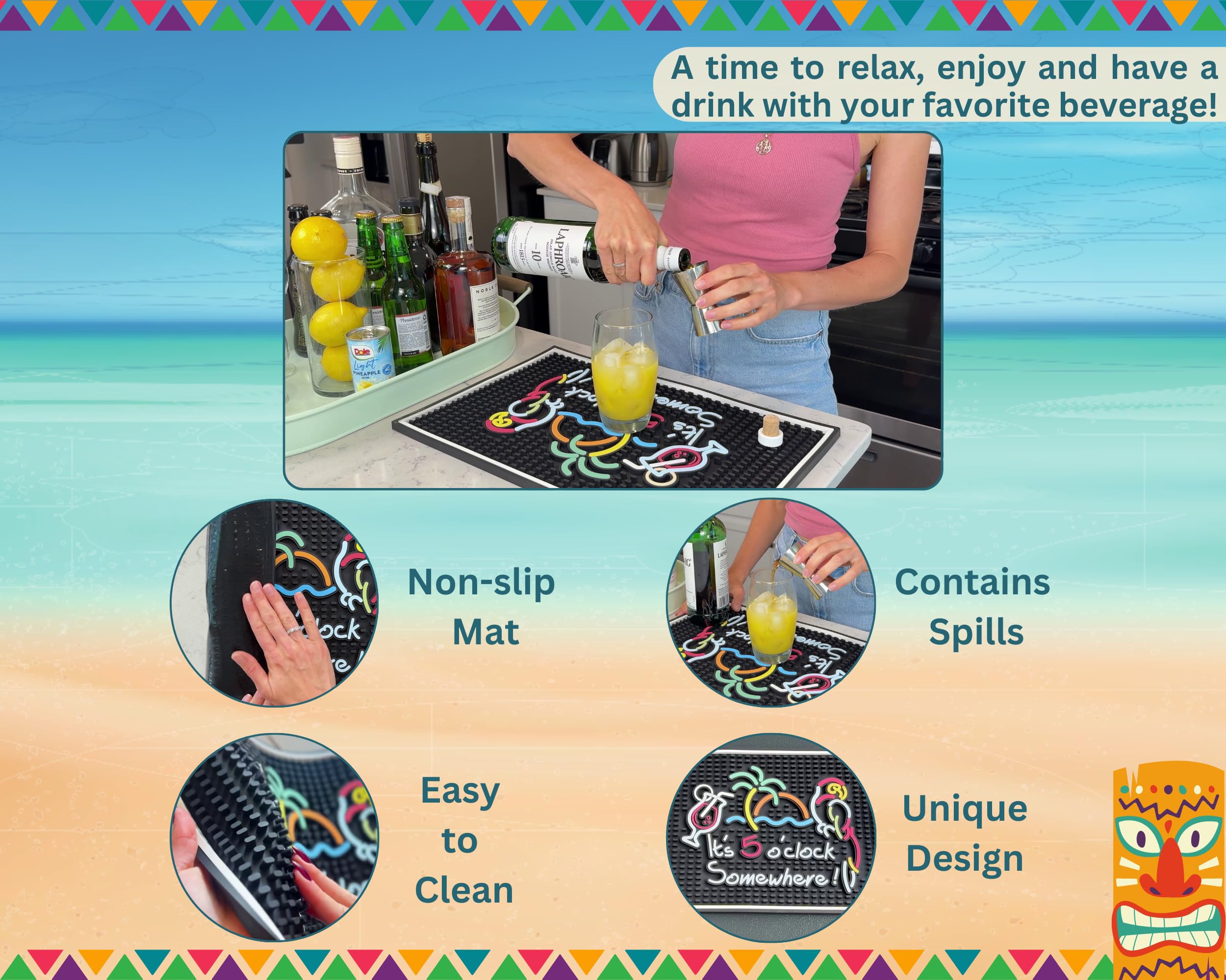 CALUVAR non-slip bar mat features textured surface to prevent slips