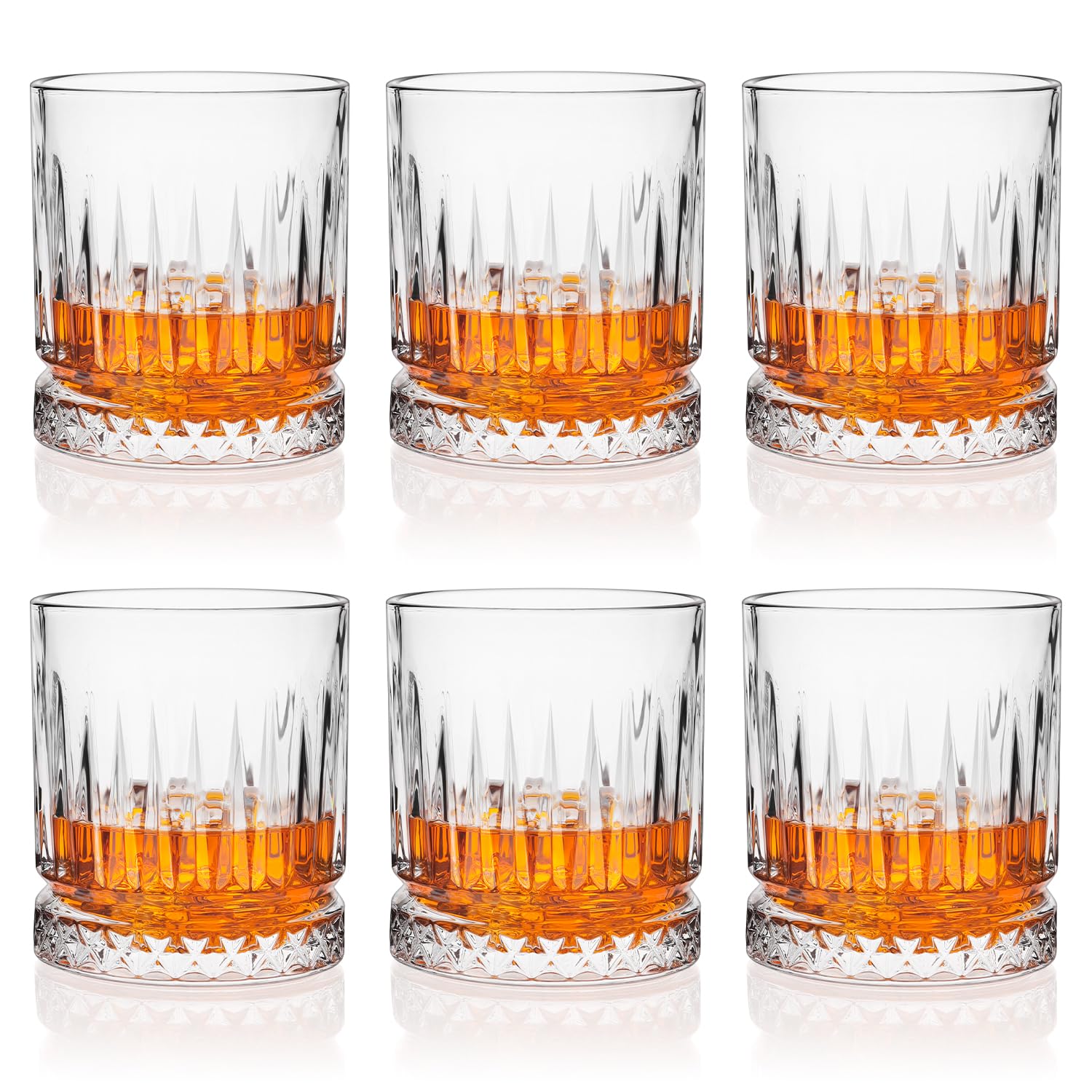 Cambareign whiskey glasses set of 6 on a bar, ideal for home tastings.