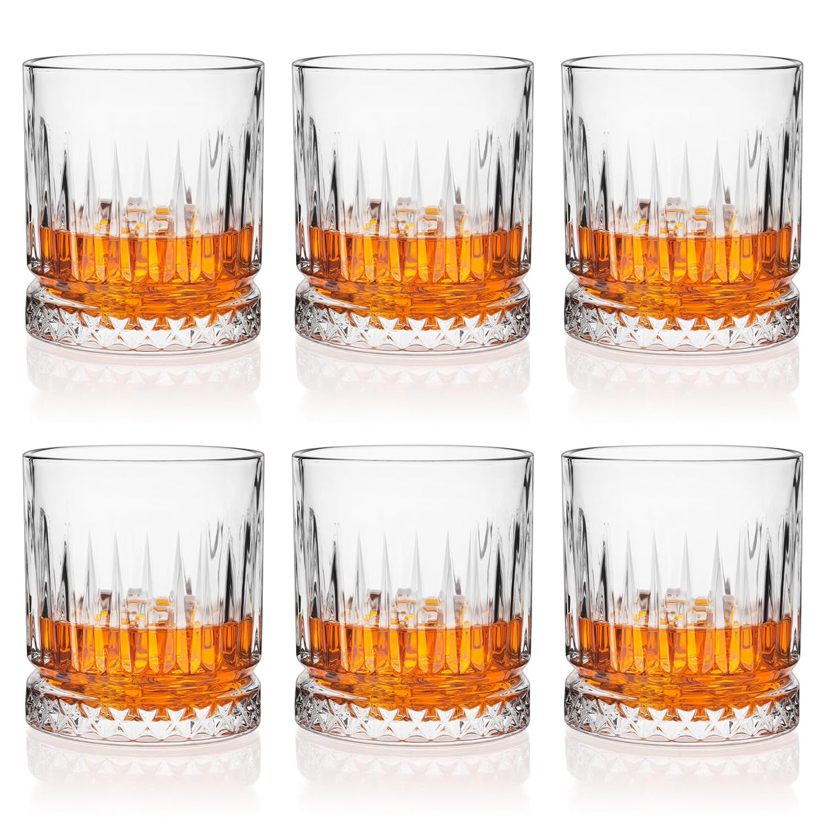 Cambareign whiskey glasses set of 6 on a bar, ideal for home tastings.
