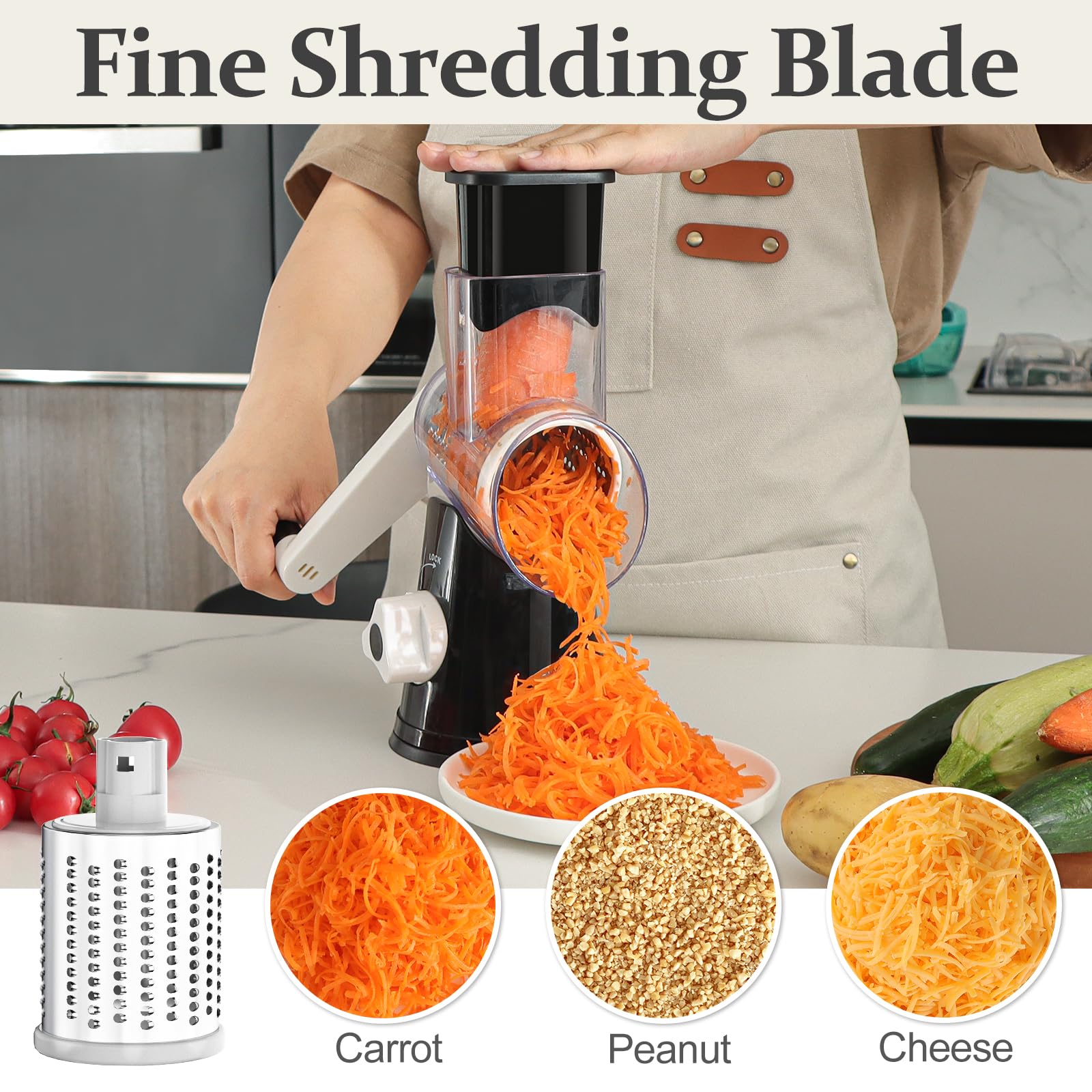 Cambom 5-in-1 rotary cheese grater crushing blade for ice or nut chips.