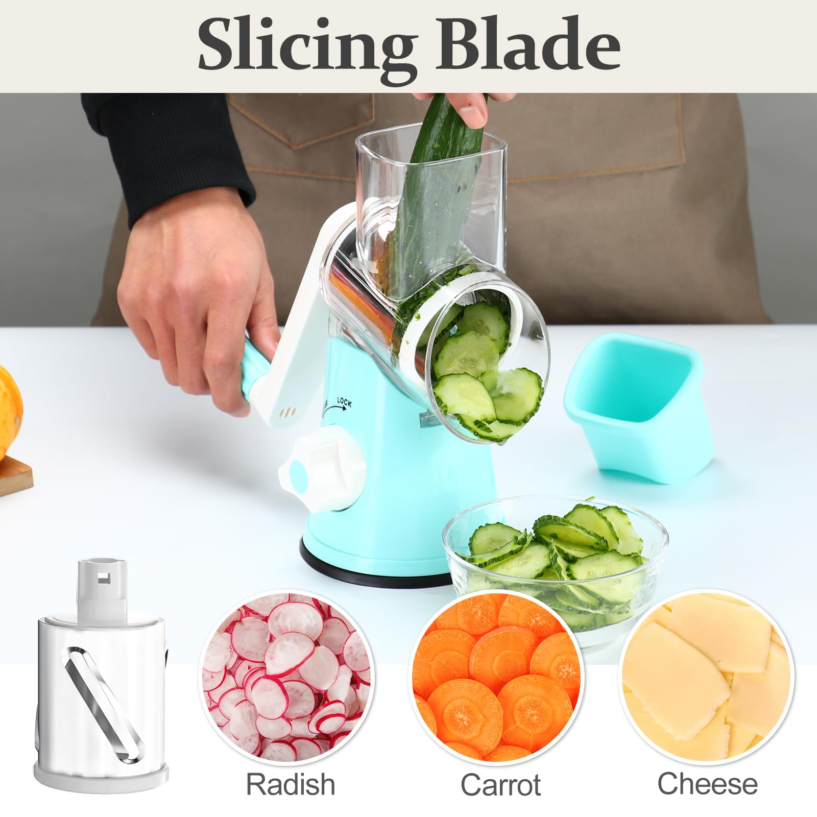Cambom cheddar and mozzarella shredding with stainless steel blades