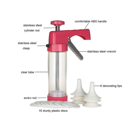 Cambom clear cookie press kit with 16 discs for varied cookie shapes