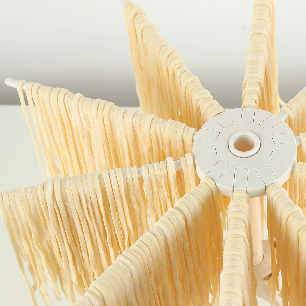 Cambom collapsible pasta drying rack assembled for easy, tool-free setup.