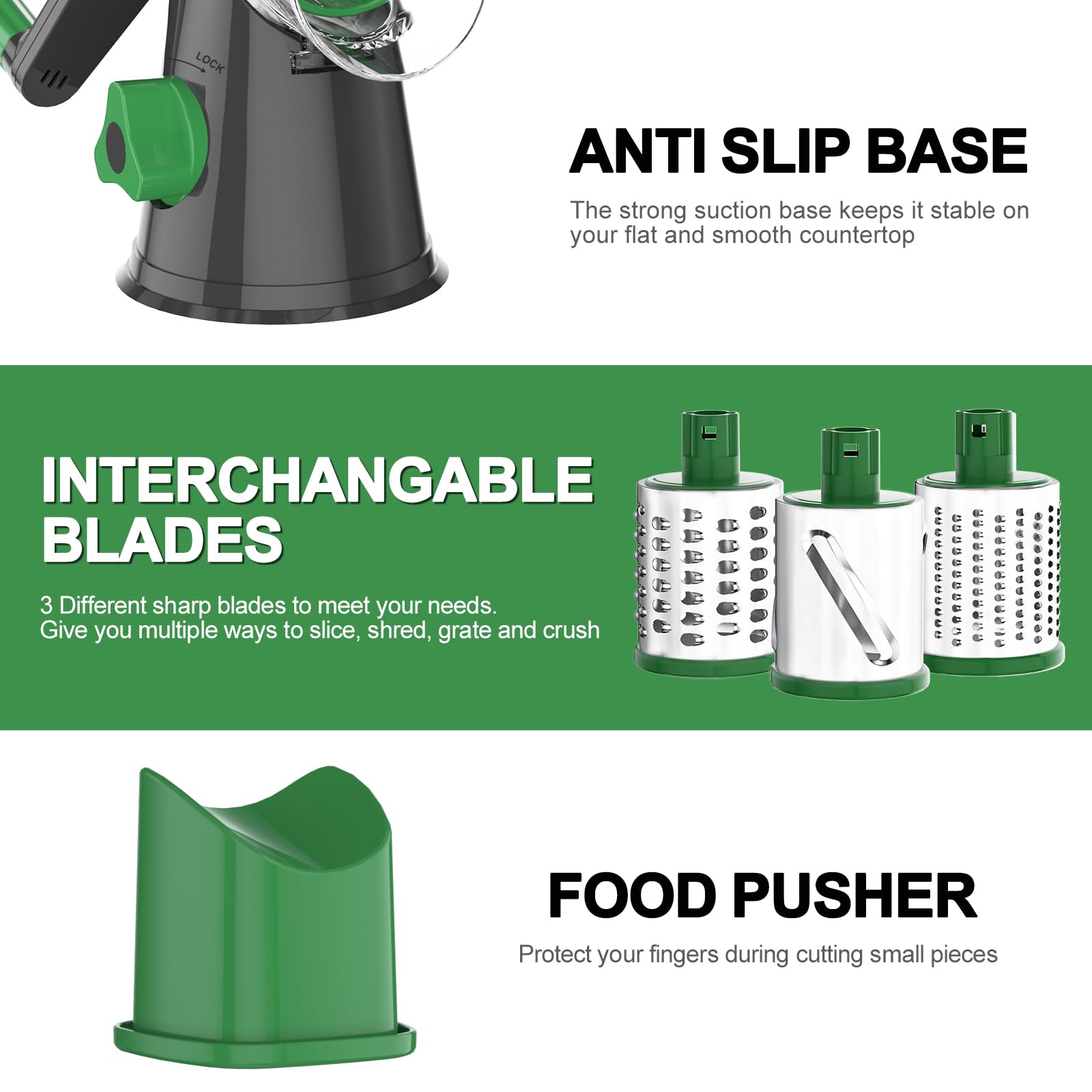 Dishwasher-safe parts simplify cleanup after grating sessions