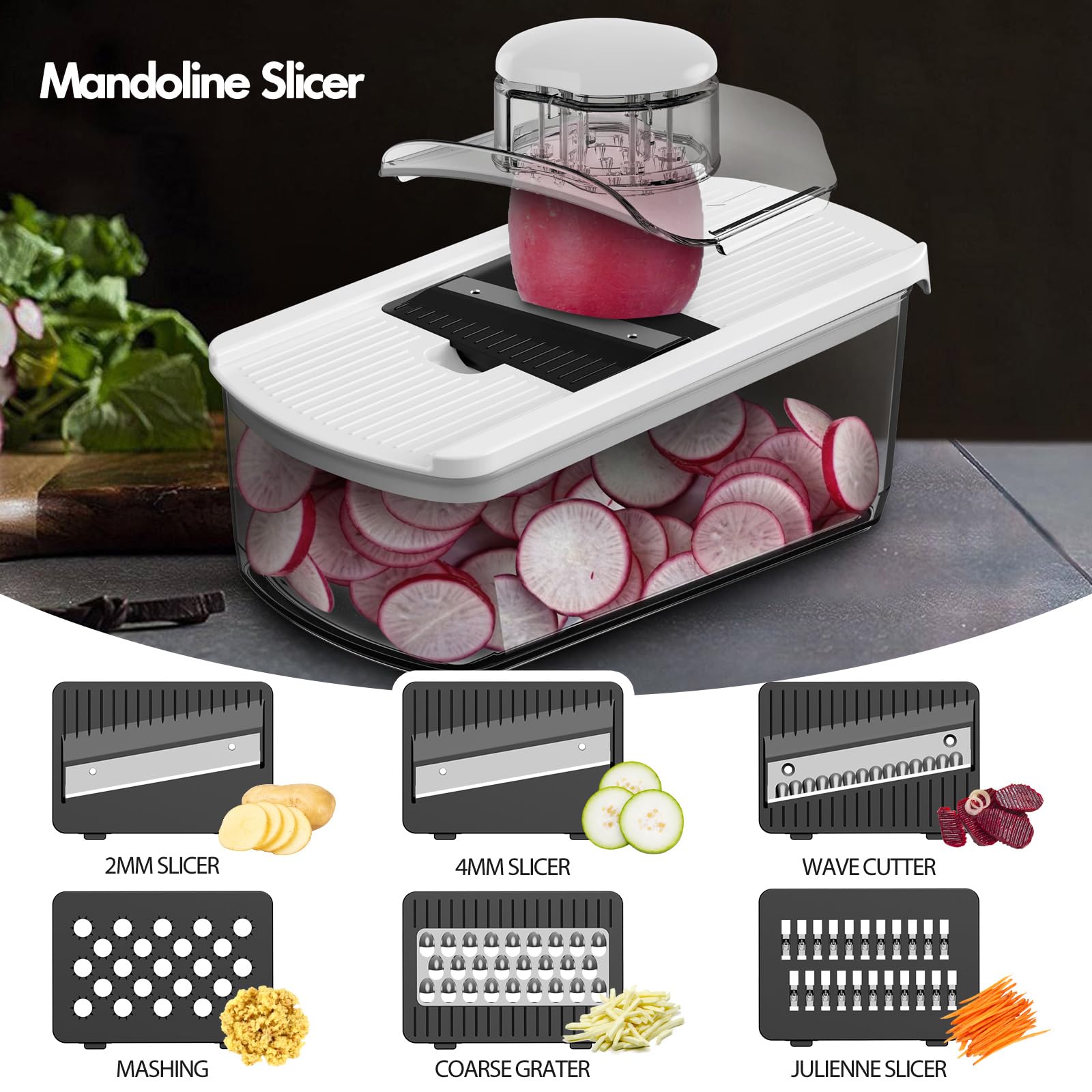 Cambom mandoline slicer with 6 blades for versatile cuts and quick prep