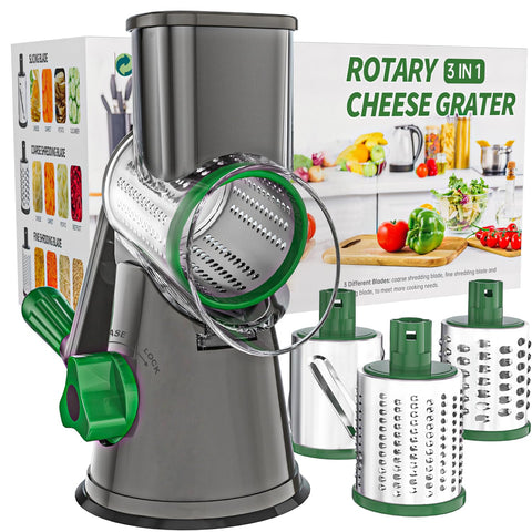 Cambom rotary cheese grater in action for fluffy cheese shreds, quick prep