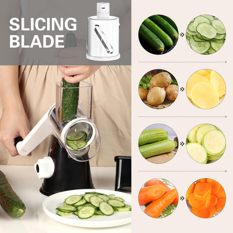Cambom rotary cheese grater stainless-steel blades deliver precise shredding results