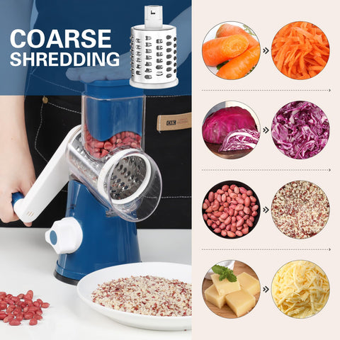 Cambom grater features three blades for coarse, fine, and slicing tasks.