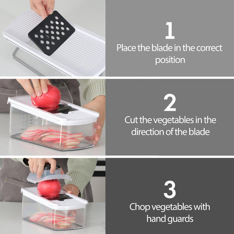 Cambom safety lock and finger guard protect hands during slicing