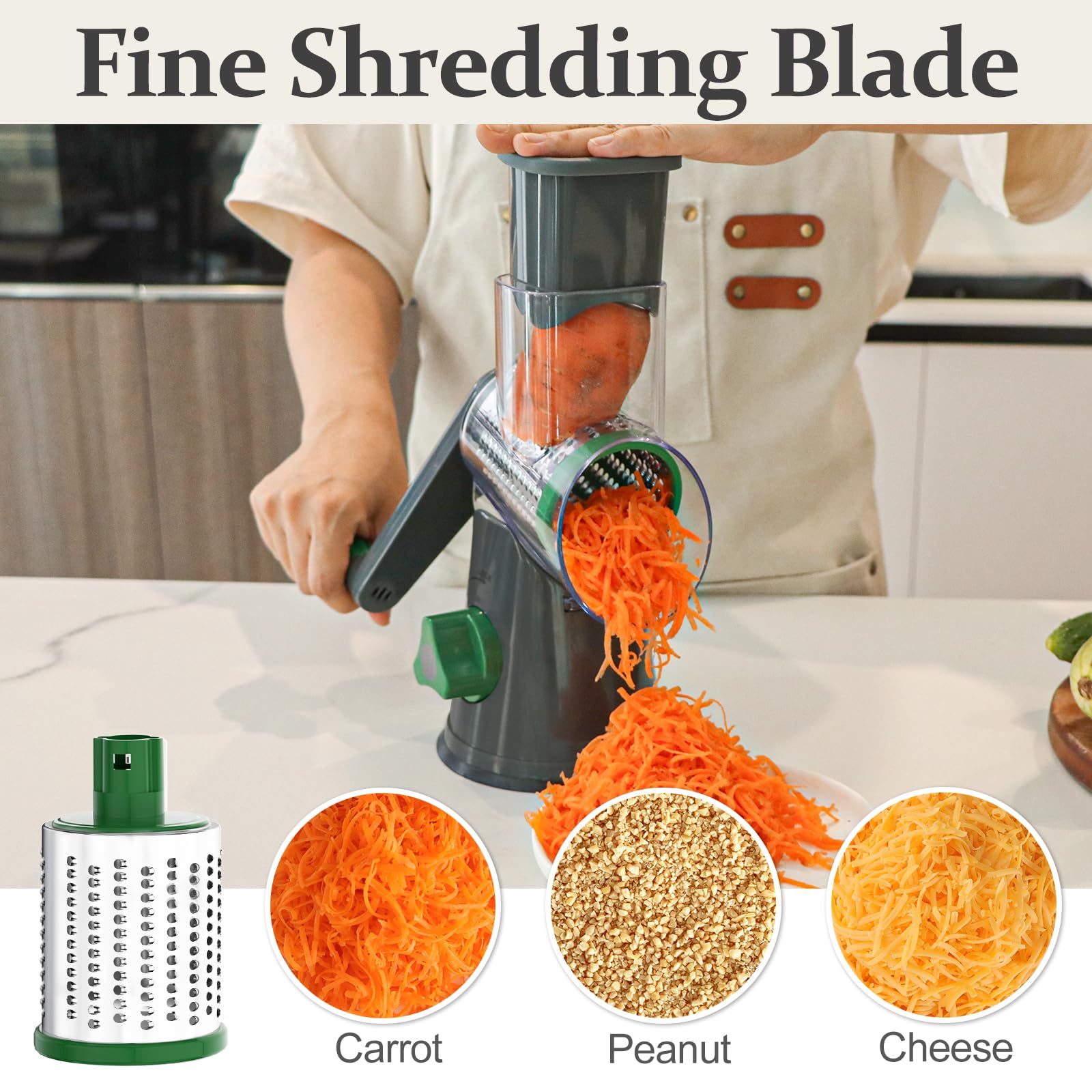430 stainless steel blades stay rust-free for durable cheese grating