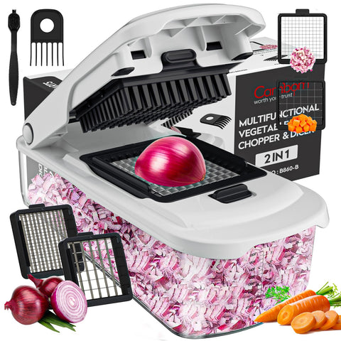 Cambom Vegetable Chopper with container setup for quick meal prep
