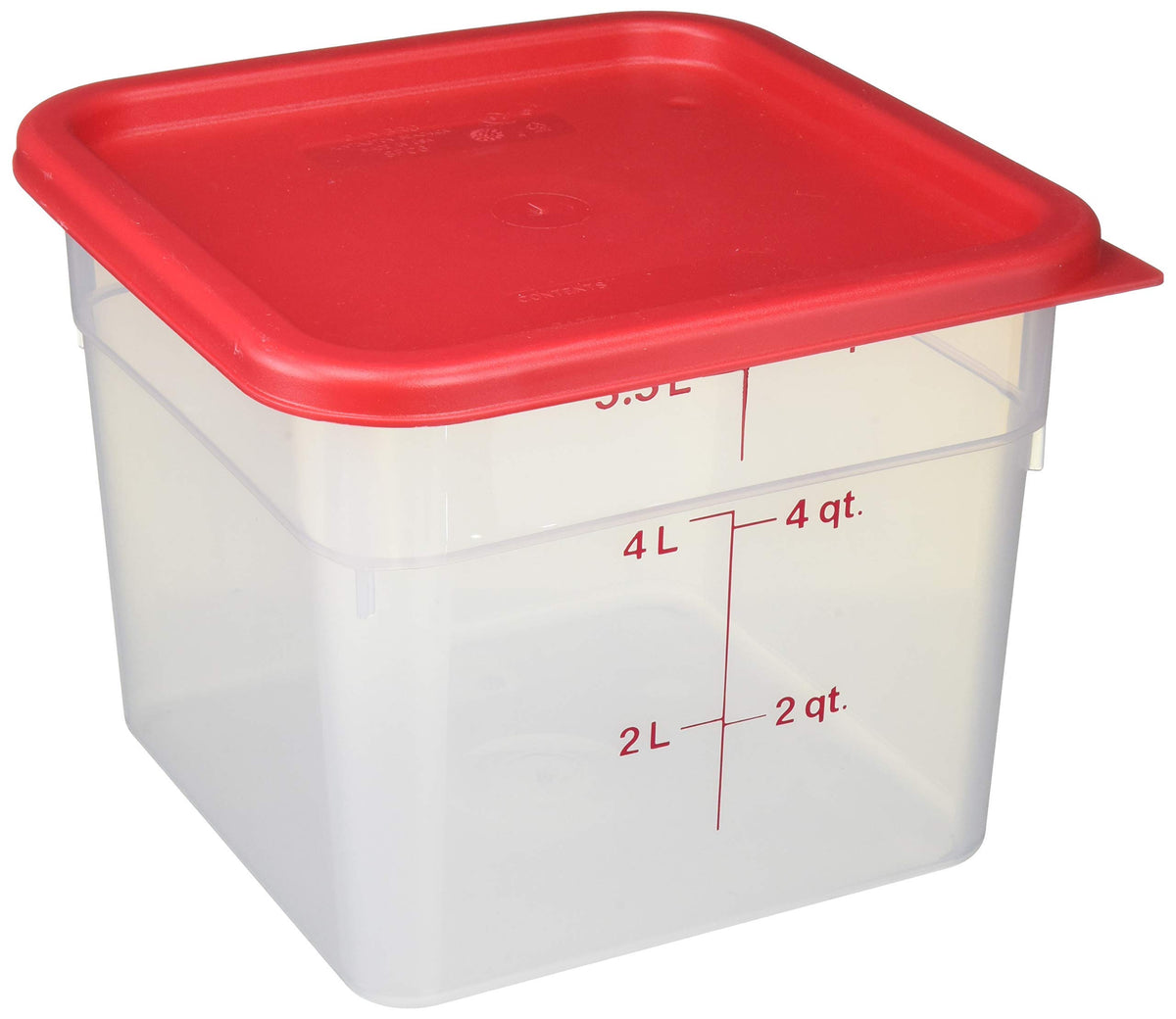 Cambro 6SFSPP190 translucent container with lid enables easy 6-quart storage and quick content identification.