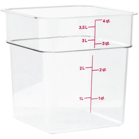 Cambro CamSquare 4 Qt container, clear view to quickly identify contents.