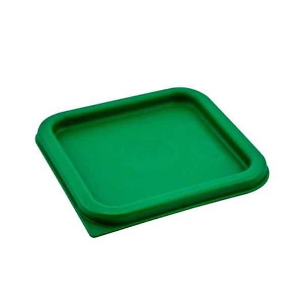 Cambro CamSquare lids securely seal Camwear and Poly Square containers for spill-free storage.