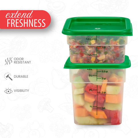 Cambro commercial grade BPA-free storage for durable kitchen use.