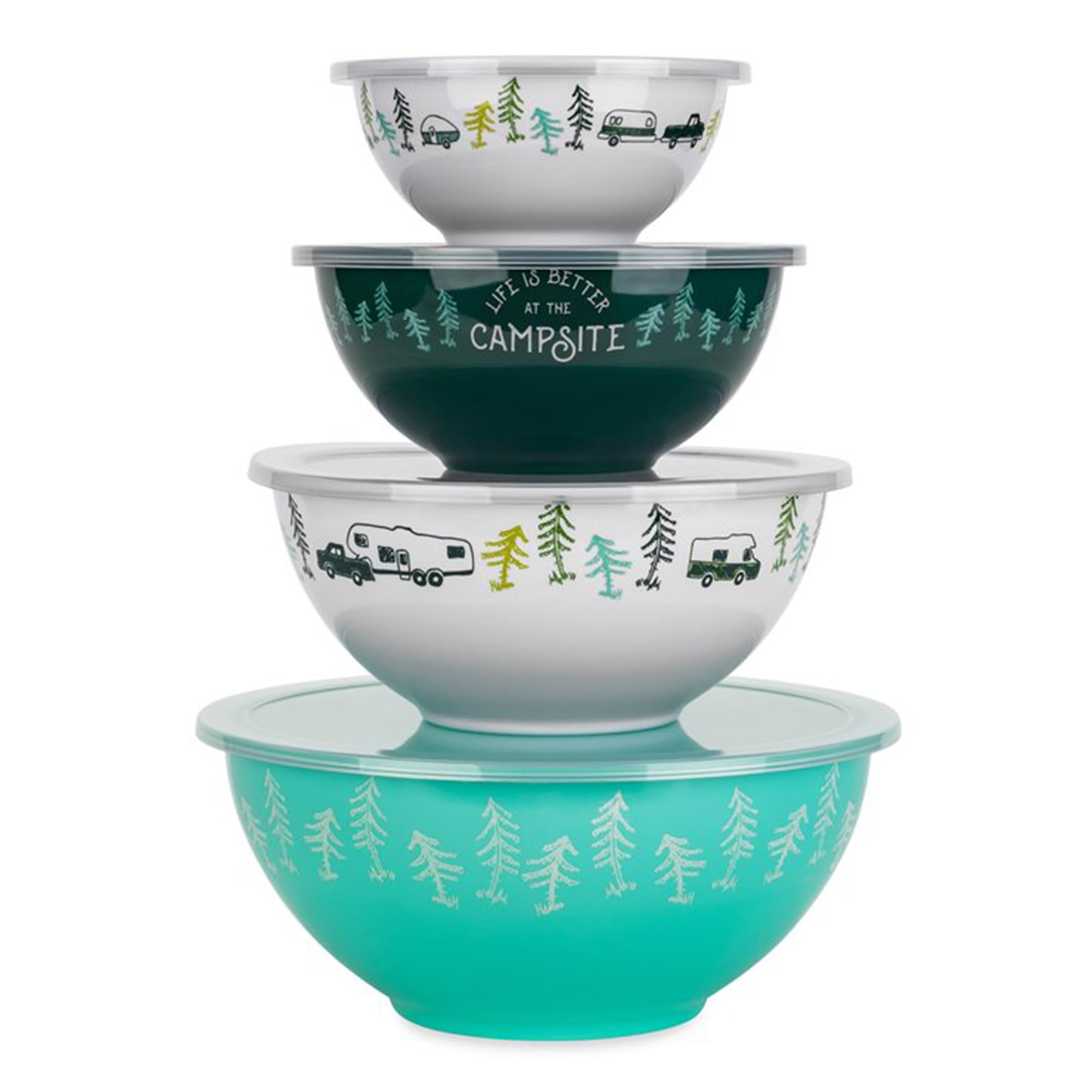 Camco Nesting Bowl Set small with lid for compact RV storage
