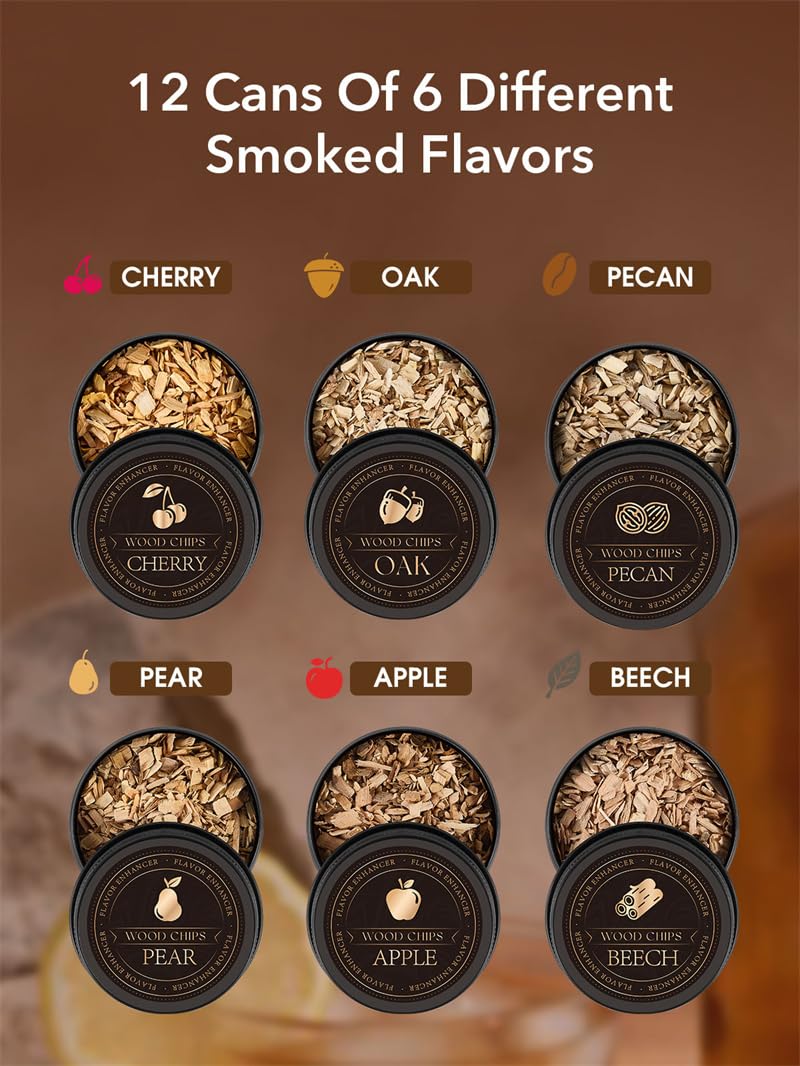 CAMKEY wood chip flavors pack delivering natural smoky notes to drinks and dishes