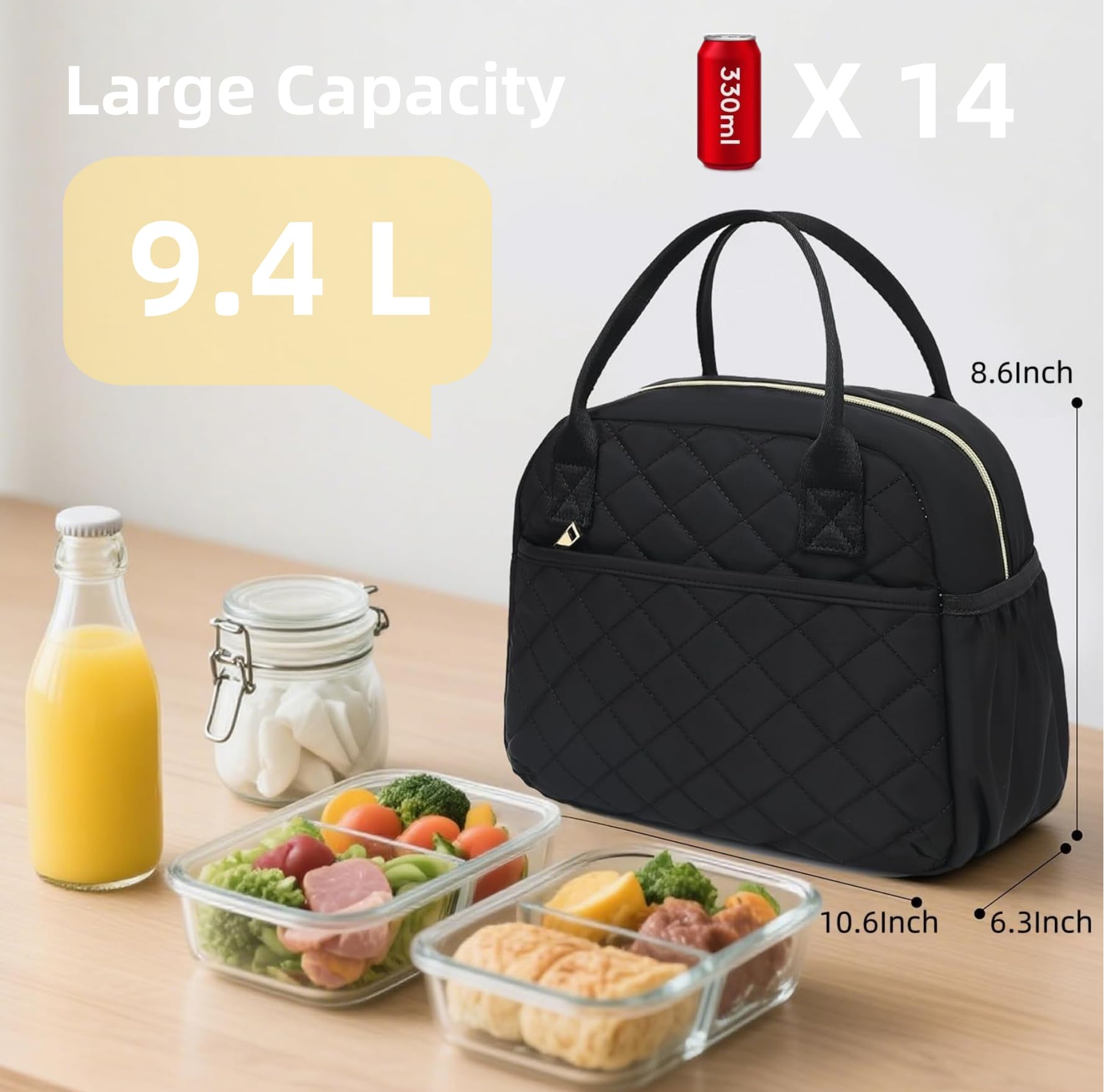 CAMTOP large capacity main compartment fits multiple containers for meals.