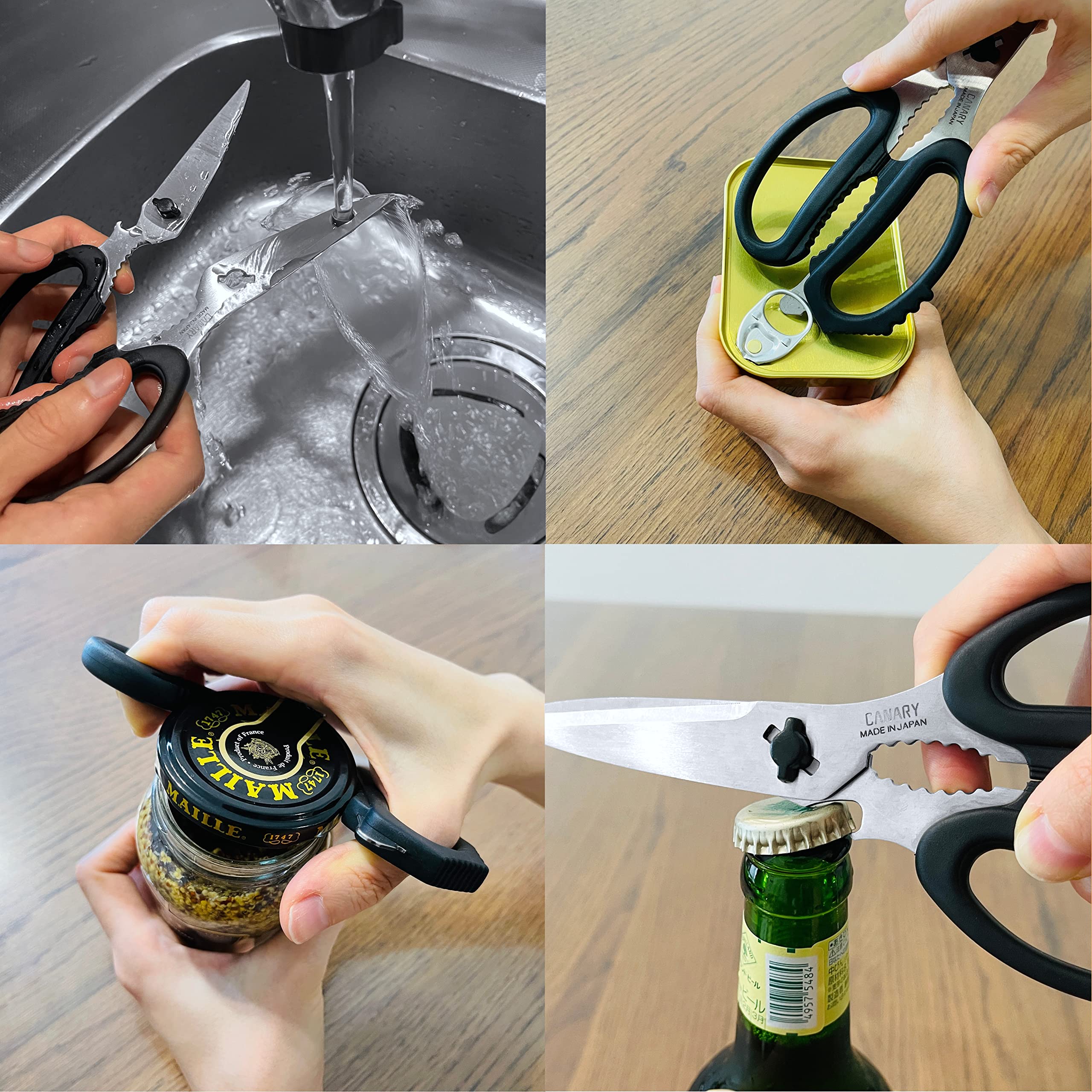 CANARY kitchen scissors handmade in Seki, Japan with high-grade stainless steel.