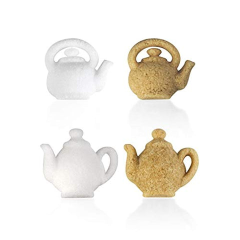 Canasuc molded teapot sugars in amber and white pair with tea.