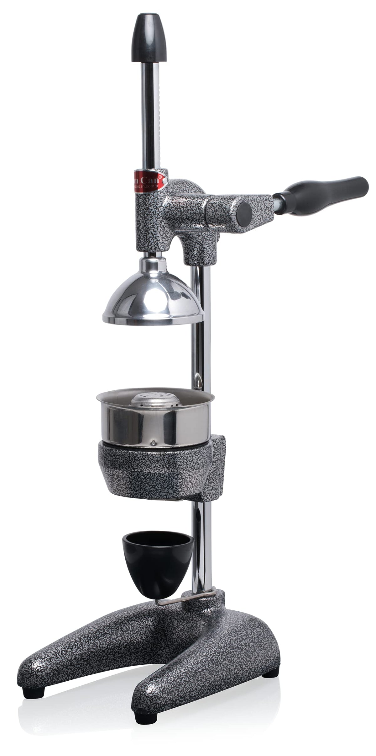 Can-Can commercial juicer front view shows sturdy build for high-volume use.
