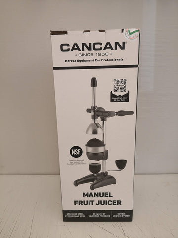 Can-Can juicer operating lever shows easy, user-friendly control.